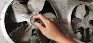 walk in cooler fans being repaired